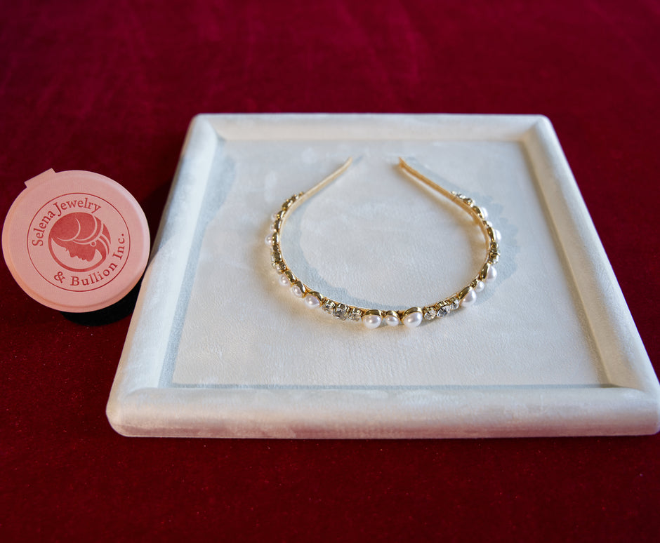 Selena Jewelry Bullion - Marly White Pearl Vintage Crystal Headband