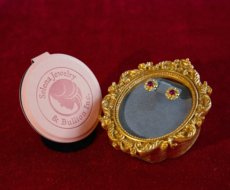 Selena Jewelry Bullion - Chambord Ruby Tone Vintage Petal Stud Earrings