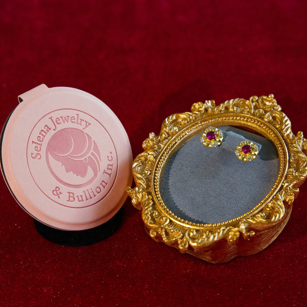 Selena Jewelry Bullion - Chambord Ruby Tone Vintage Petal Stud Earrings