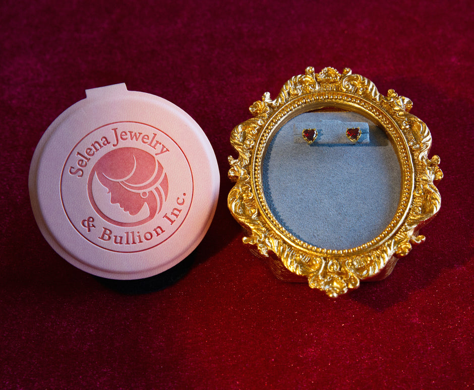 Selena Jewelry Bullion - Bourgogne Ruby Tone Heart Stud Earrings