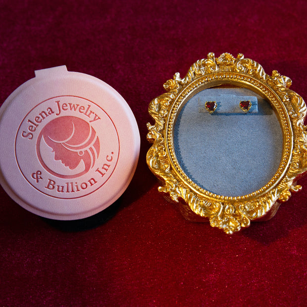 Selena Jewelry Bullion - Bourgogne Ruby Tone Heart Stud Earrings