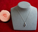 Selena Jewelry Bullion - Fontainebleau 2 carats Lab Grown Royal Blue Sapphire Oval Sunburst Halo Pendant Necklace