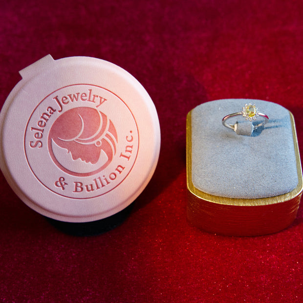 Selena Jewelry Bullion - Fontainebleau Citrine Tone Vintage Halo Adjustable Opening Ring