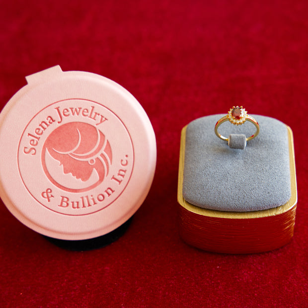 Selena Jewelry Bullion - Fontainebleau Ruby Tone Vintage Halo Ring