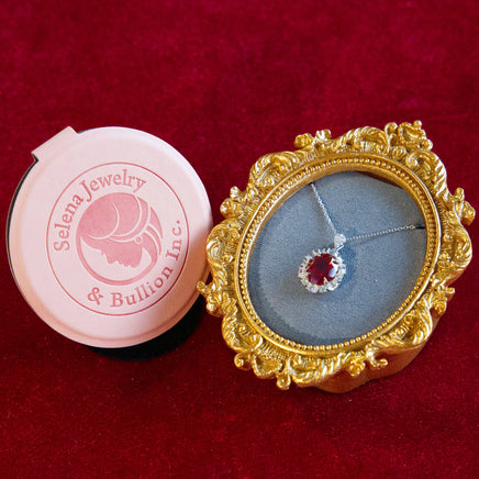 Selena Jewelry Bullion - Linderhof 6 Carats Lab Grown Ruby Oval Pendant Necklace