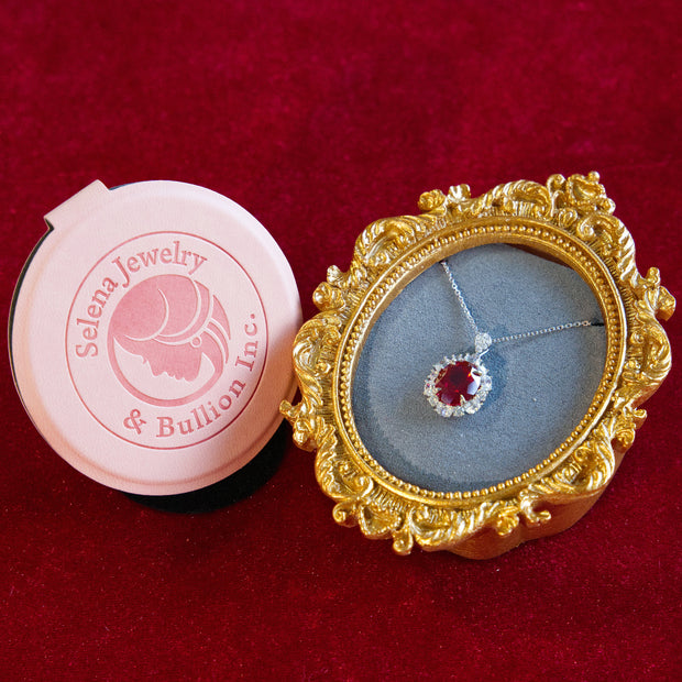 Selena Jewelry Bullion - Linderhof 6 Carats Lab Grown Ruby Oval Pendant Necklace