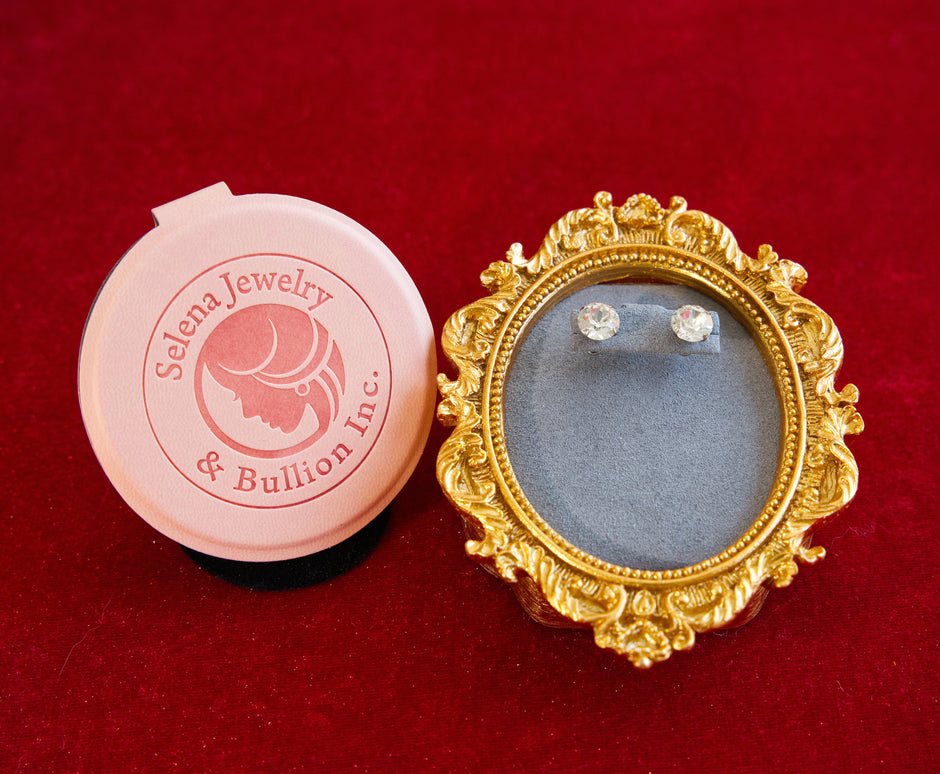 Selena Jewelry Bullion - Dewdrop Sports Series 8mm Round Clear Tone Austrian Crystal Titanium Screw‑Back Stud Earrings
