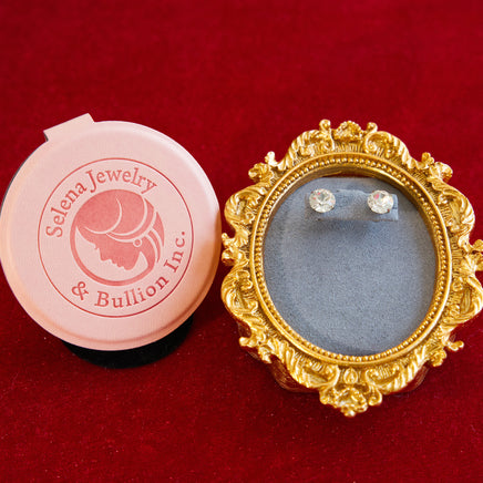 Selena Jewelry Bullion - Dewdrop Sports Series 8mm Round Clear Tone Austrian Crystal Titanium Screw‑Back Stud Earrings
