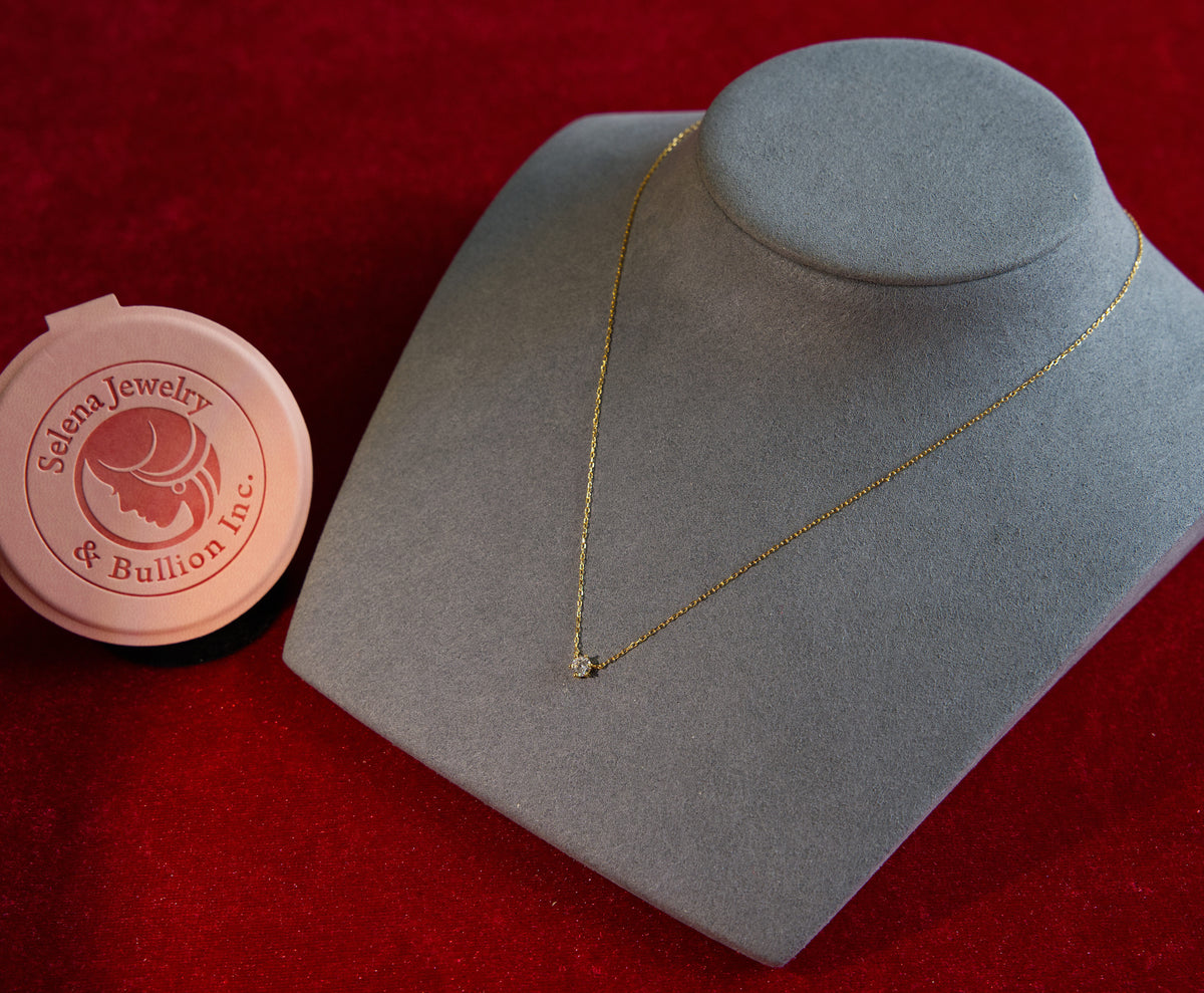 Selena Jewelry Bullion - Trianon Solitaire Dainty Pendant Necklace
