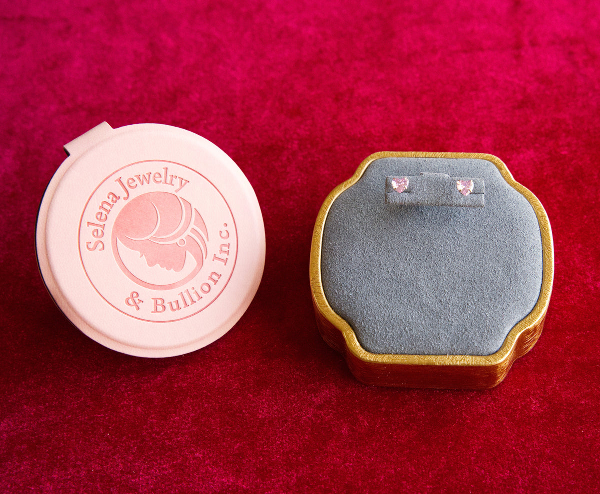 Selena Jewelry Bullion - Bourgogne Rosy Pink Heart Stud Earrings