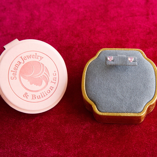 Selena Jewelry Bullion - Bourgogne Rosy Pink Heart Stud Earrings