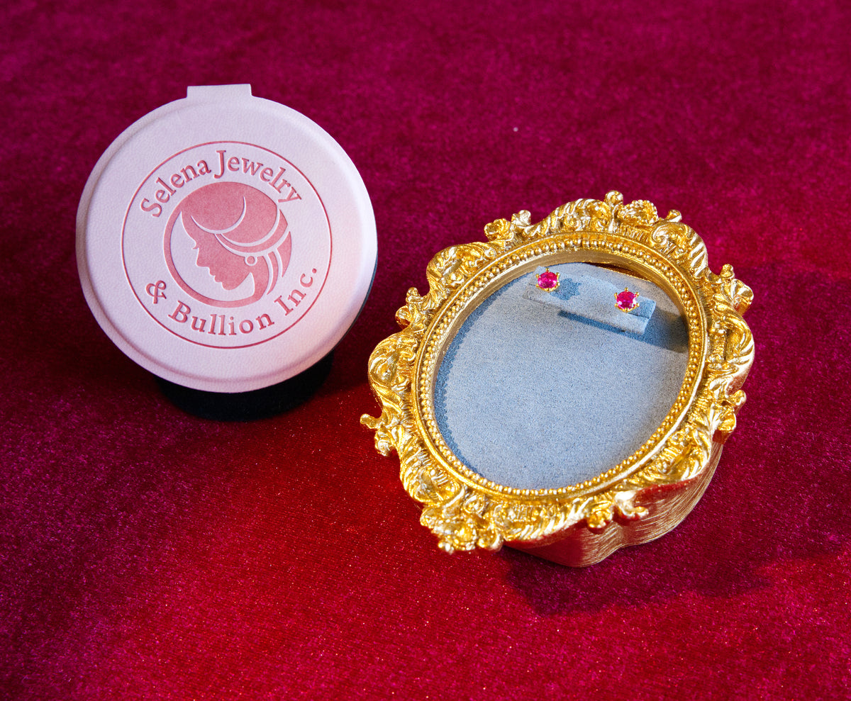 Selena Jewelry Bullion - Chambord Ruby Tone Stud Earrings