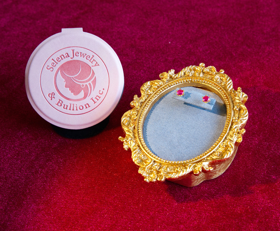Selena Jewelry Bullion - Chambord Ruby Tone Stud Earrings