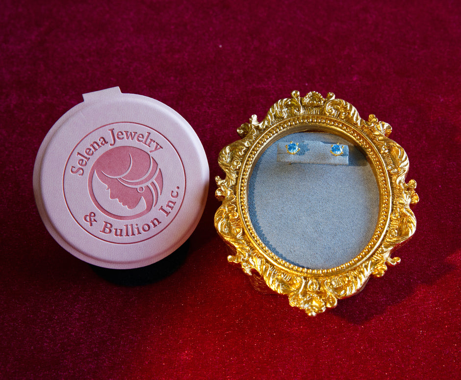 Selena Jewelry Bullion - Chambord Sapphire Tone Stud Earrings