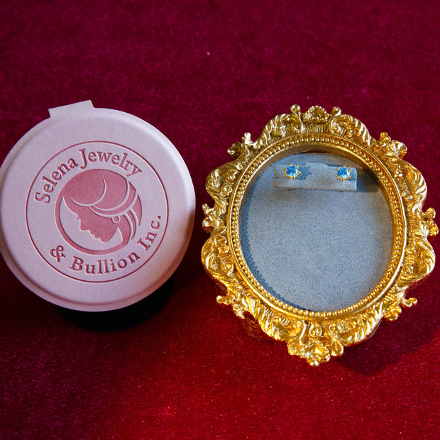 Selena Jewelry Bullion - Chambord Sapphire Tone Stud Earrings