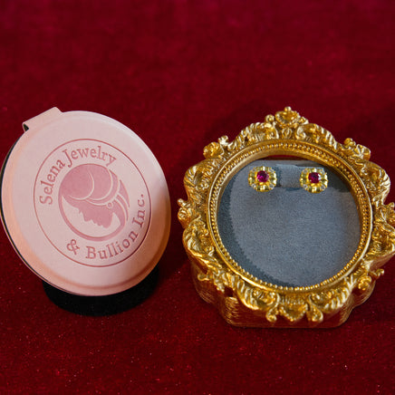Selena Jewelry Bullion - Chambord Ruby Tone Vintage Petal Stud Earrings
