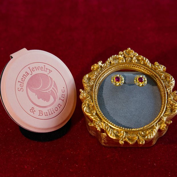Selena Jewelry Bullion - Chambord Ruby Tone Vintage Petal Stud Earrings