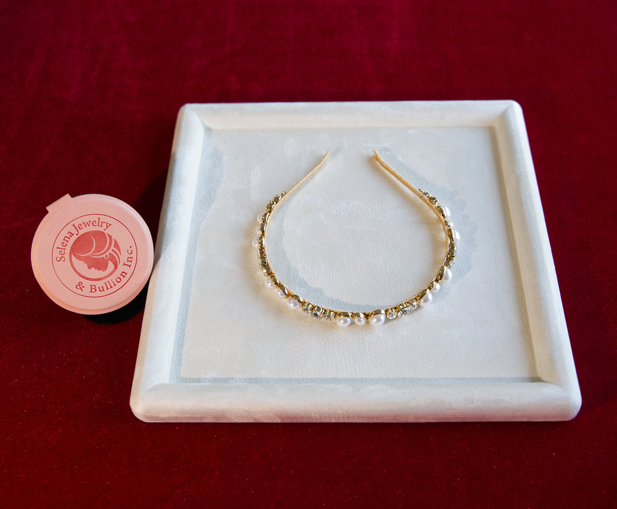 Selena Jewelry Bullion - Marly White Pearl Vintage Crystal Headband