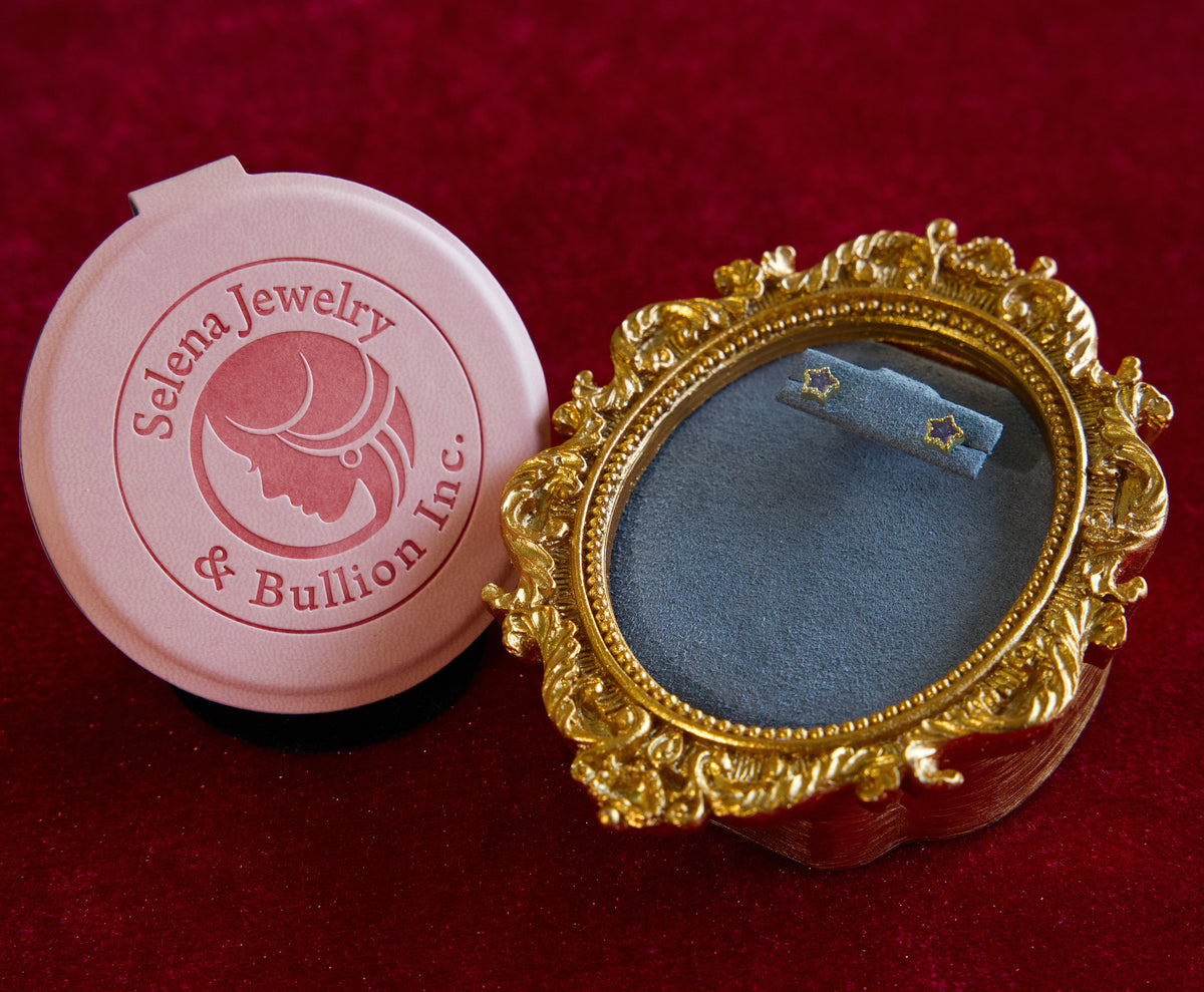 Selena Jewelry Bullion - Linderhof Amethyst Tone Star Shape Stud Earrings