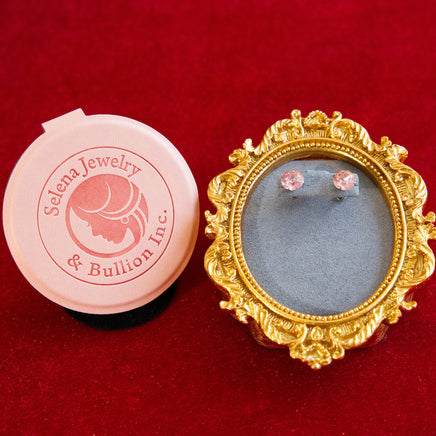 Selena Jewelry Bullion - Dewdrop Sports Series 8mm Round Rosy Ruby Tone Austrian Crystal Titanium Screw‑Back Stud Earrings