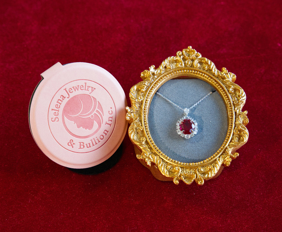 Selena Jewelry Bullion - Linderhof 6 Carats Lab Grown Ruby Oval Pendant Necklace
