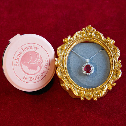 Selena Jewelry Bullion - Linderhof 6 Carats Lab Grown Ruby Oval Pendant Necklace