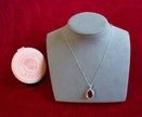 Selena Jewelry Bullion - Chambord 8 Carats Lab Grown Ruby Oval Milgrain Halo Pendant Necklace