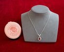 Selena Jewelry Bullion - Fontainebleau 3cts Lab Grown Ruby Pear Sunburst Halo Pendant Necklace