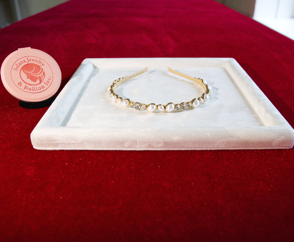 Selena Jewelry Bullion - Marly White Pearl Vintage Crystal Headband