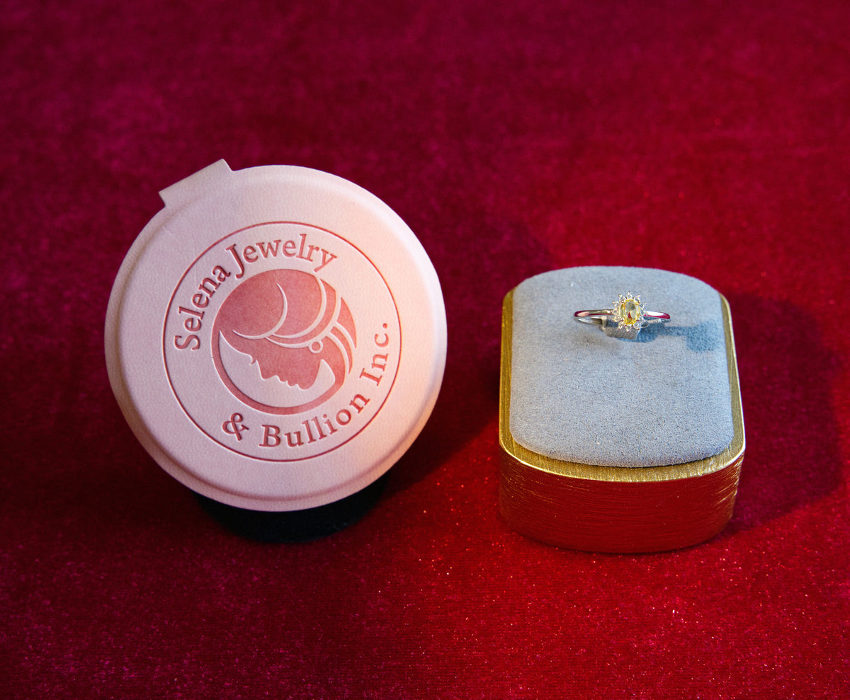 Selena Jewelry Bullion - Fontainebleau Citrine Tone Vintage Halo Adjustable Opening Ring