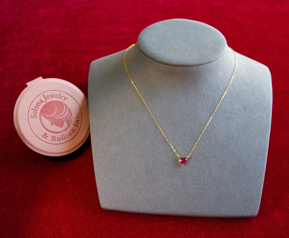 Selena Jewelry Bullion - Bourgogne  Ruby Tone Heart Pendant Necklace