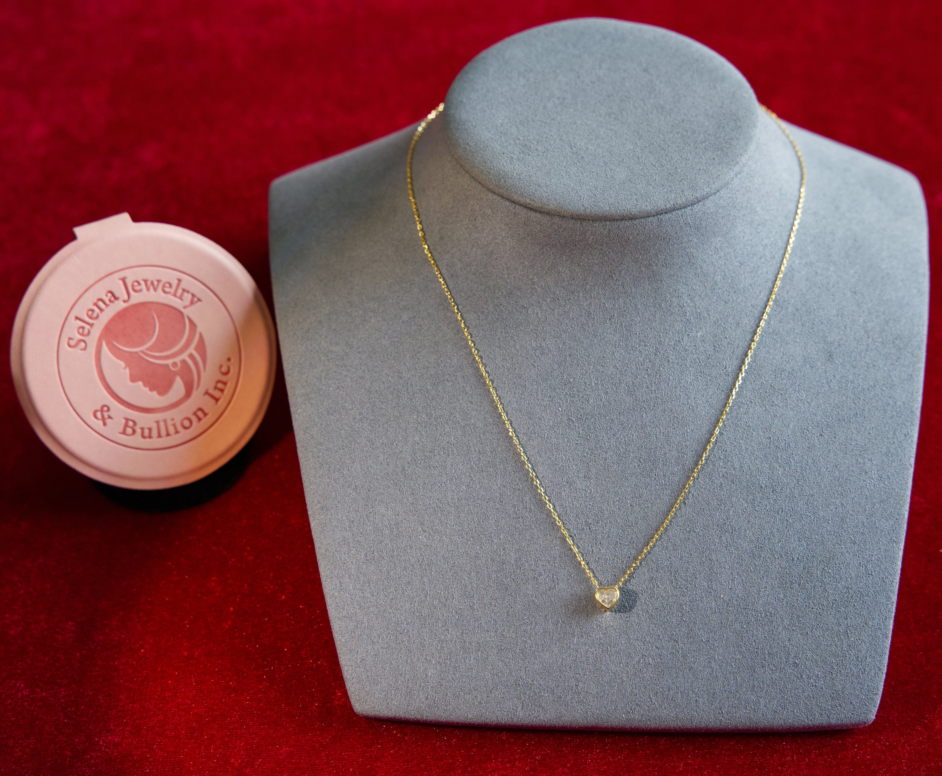 Selena Jewelry Bullion - Bourgogne Clear Tone Heart Solitaire Necklace