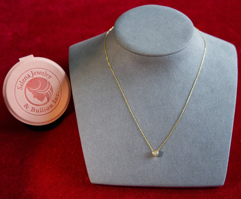 Selena Jewelry Bullion - Bourgogne Clear Tone Heart Solitaire Necklace