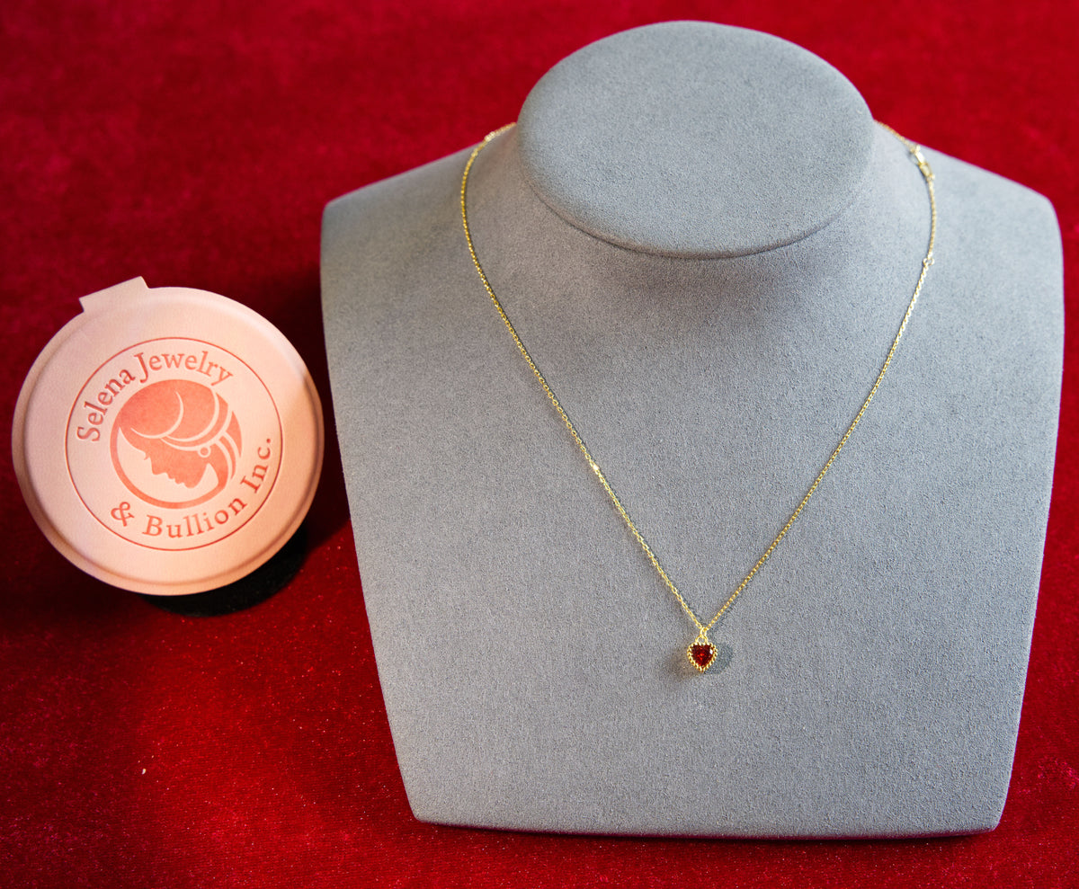 Selena Jewelry Bullion - Bourgogne Ruby Tone Mini Heart Pendant Necklace