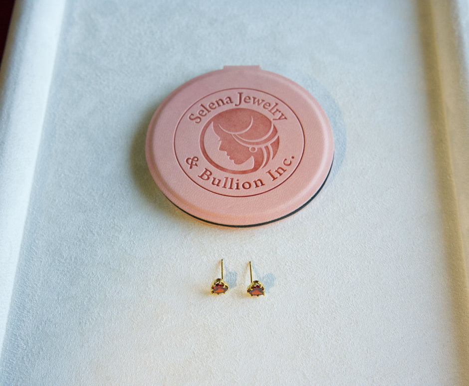 Selena Jewelry Bullion - Bourgogne Ruby Tone Heart Stud Earrings