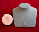 Selena Jewelry Bullion - Chambord 3.42ct Lab Grown Ruby Pear Double Halo Pendant Necklace