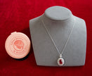 Selena Jewelry Bullion - Neuschwanstein 4cts Lab Grown Ruby Oval Kite-Cut Halo Pendant Necklace
