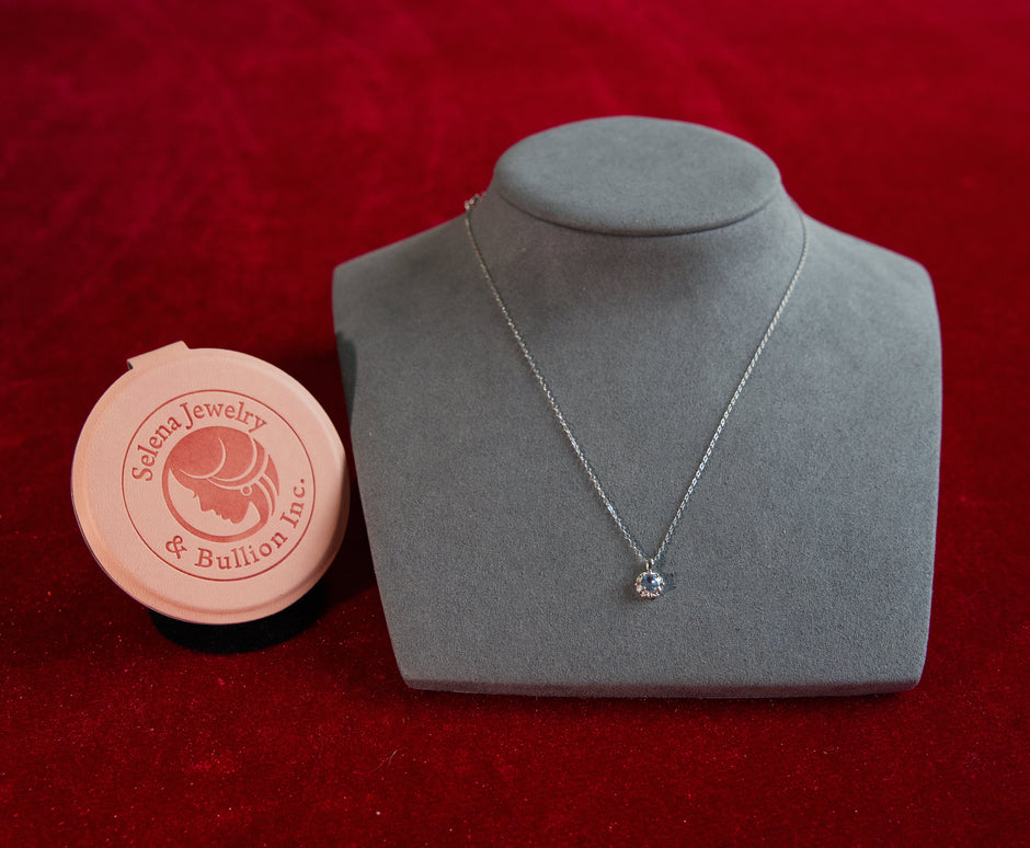 Selena Jewelry Bullion - Chambord Aquamarine Tone Pendant Necklace