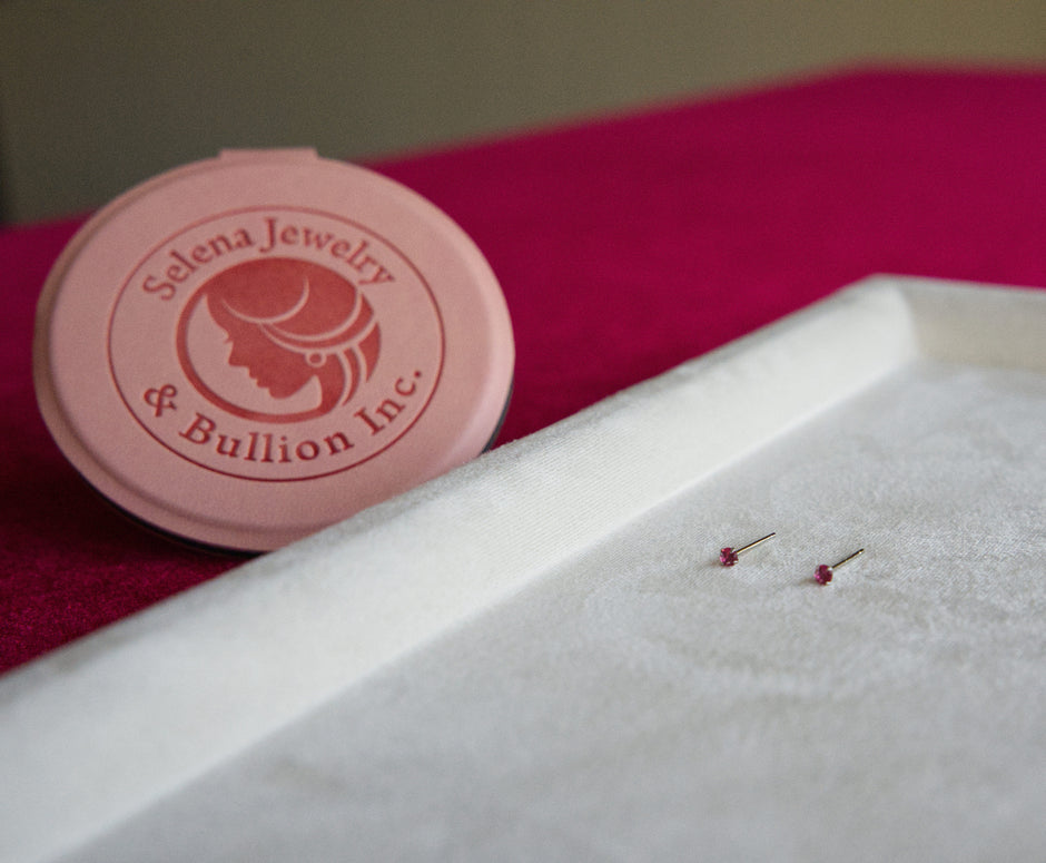 Selena Jewelry Bullion - Dewdrop Rosy Ruby Tone Stud Earrings