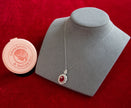 Selena Jewelry Bullion - Neuschwanstein 4cts Lab Grown Ruby Oval Kite-Cut Halo Pendant Necklace