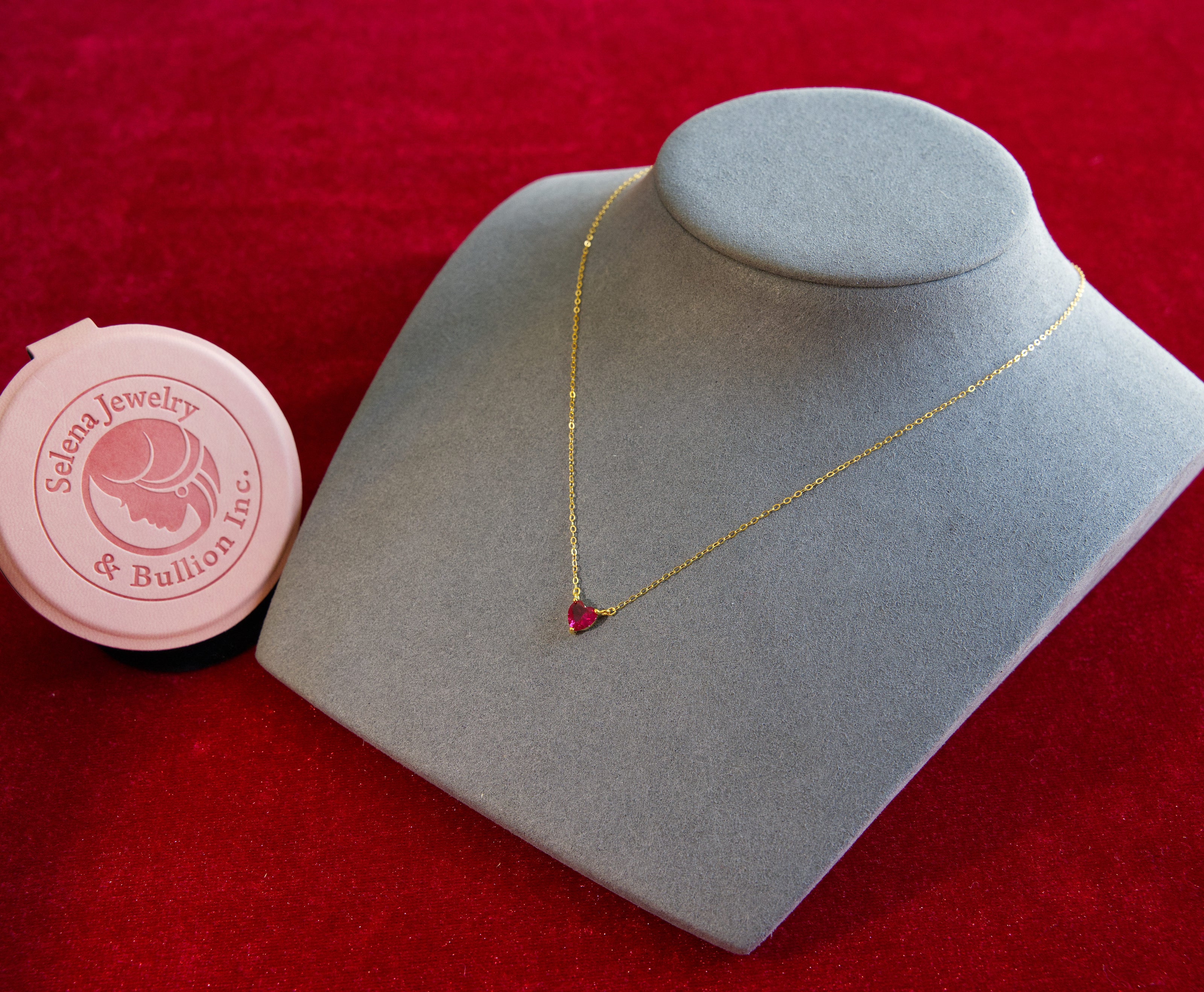 Selena Jewelry Bullion - Bourgogne  Ruby Tone Heart Pendant Necklace