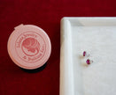 Selena Jewelry Bullion - Linderhof 2cts Per Stone Total 4cts Pair Lab Grown Ruby Oval Floral Halo Stud Earrings