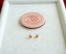 Selena Jewelry Bullion - Linderhof Pink Ruby Tone Pear Halo Stud Earrings