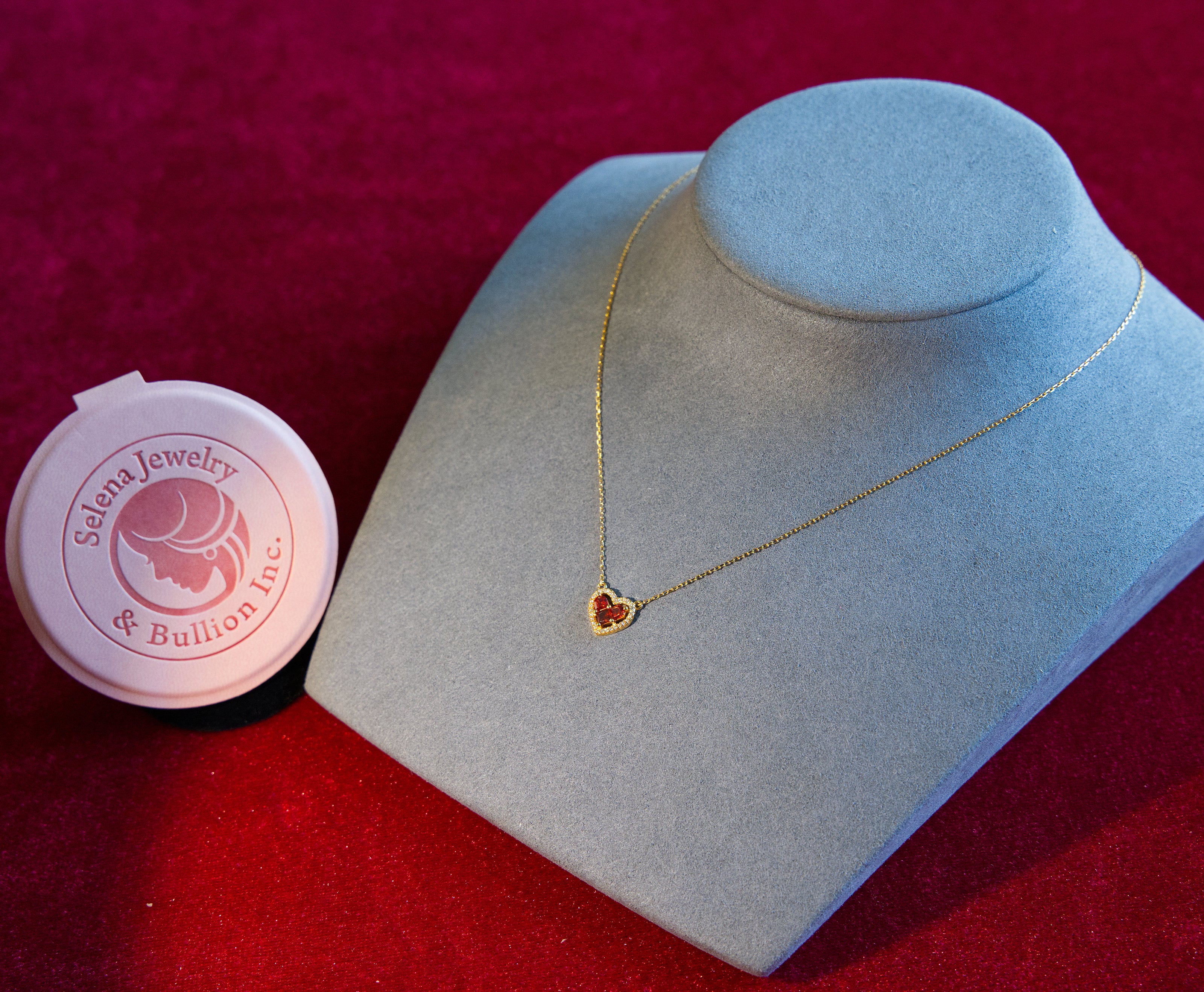 Selena Jewelry Bullion - Bourgogne Heart Ruby Tone Pendant Necklace