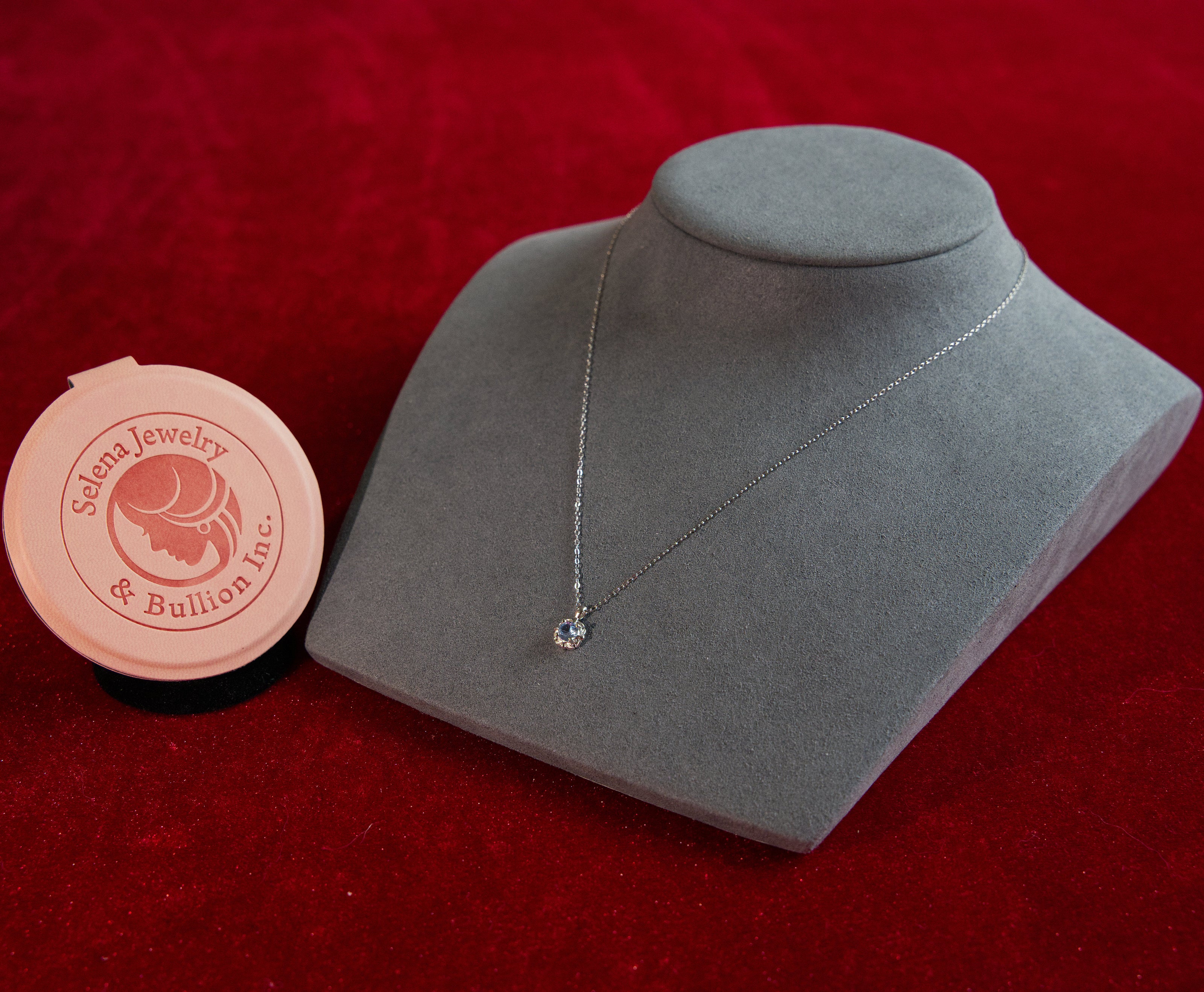 Selena Jewelry Bullion - Chambord Aquamarine Tone Pendant Necklace