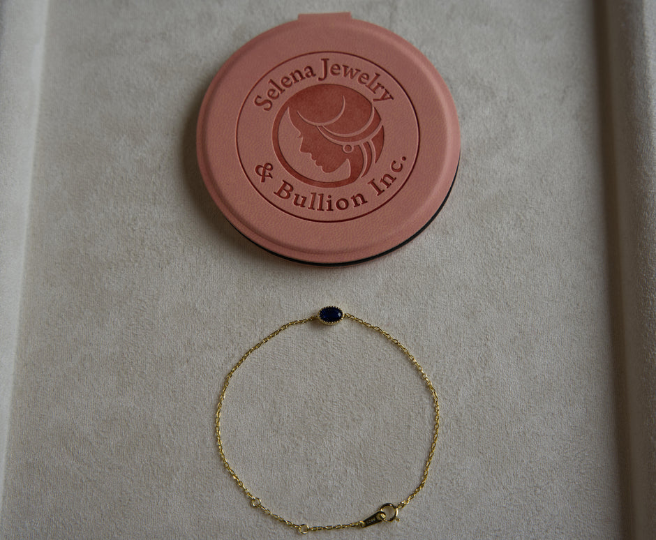 Selena Jewelry Bullion - Chambord Sapphire Tone Oval Bracelet