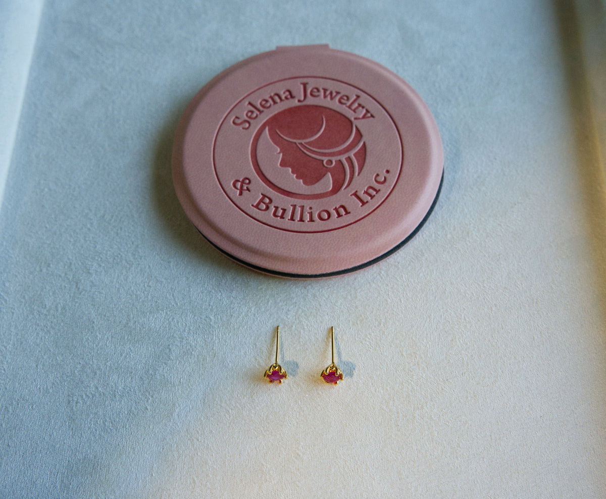 Selena Jewelry Bullion - Chambord Ruby Tone Stud Earrings
