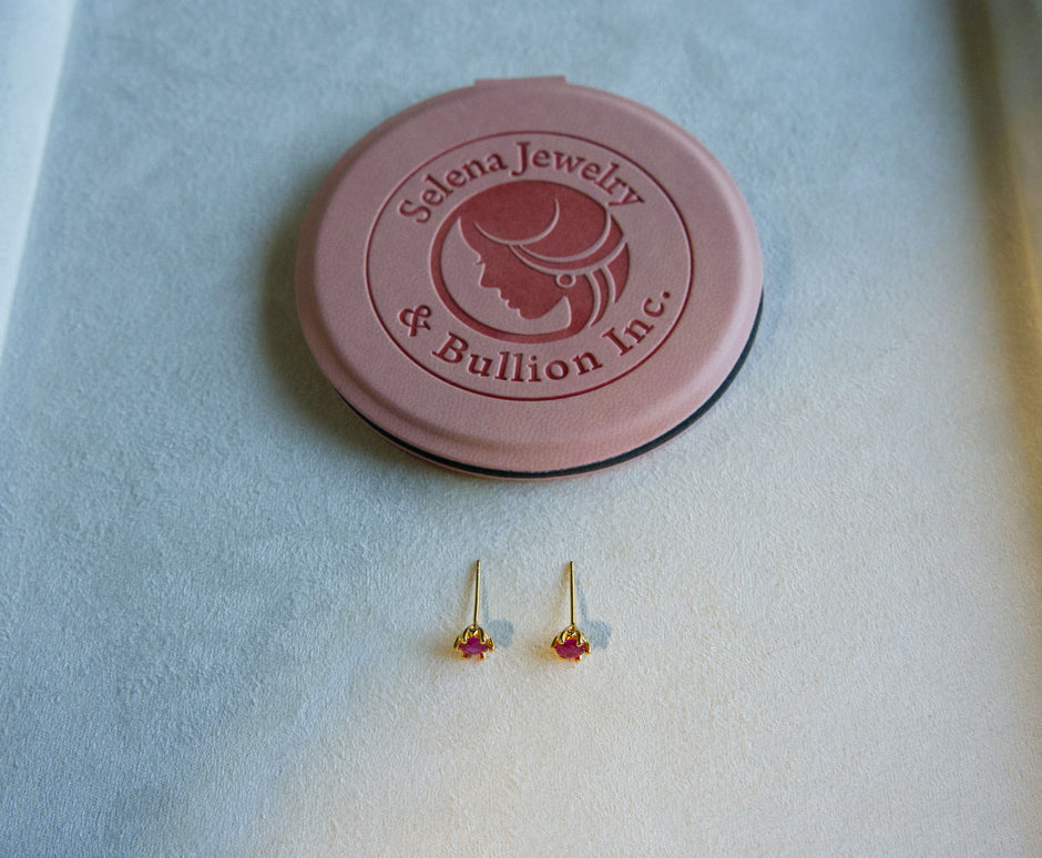Selena Jewelry Bullion - Chambord Ruby Tone Stud Earrings
