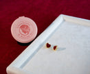 Selena Jewelry Bullion - Bourgogne Ruby Red Enamel Heart Beaded Halo Stud Earrings