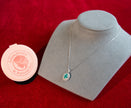 Selena Jewelry Bullion - Marly 2ct Lab Grown Neon Paraiba Tourmaline Oval Wheat Halo Pendant Necklace